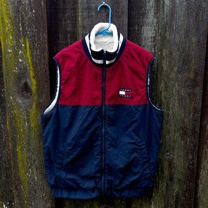 Vintage Tommy Hilfiger Jeans Mens Puffer Vest Sleeveless Full Zip Jacket L
